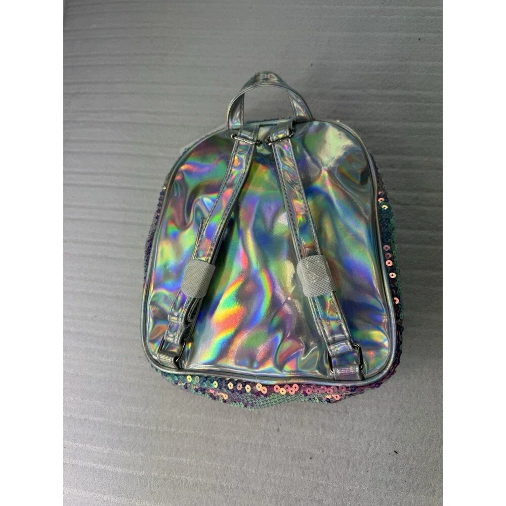Justice Girls Holographic Sequin Mini Backpack One Size New With Tags